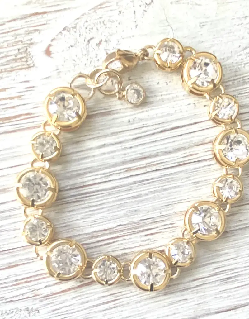 Crystal Bracelet Chunky Bracelet - Gold