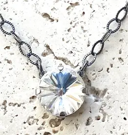 Clear Swarovski Crystal Simple Necklace - Silver