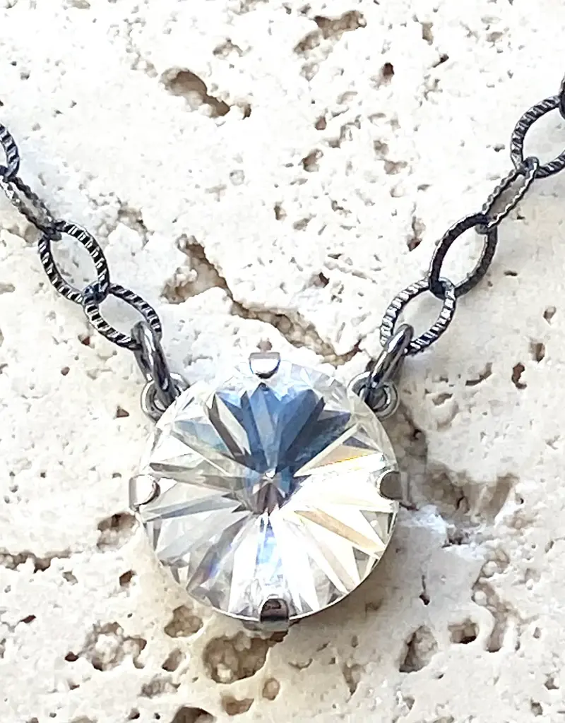 Clear Swarovski Crystal Simple Necklace - Silver