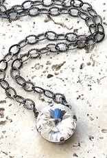 Clear Swarovski Crystal Simple Necklace - Silver
