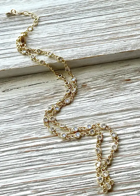 Crystal Clear Gold Layering Necklace - Gold