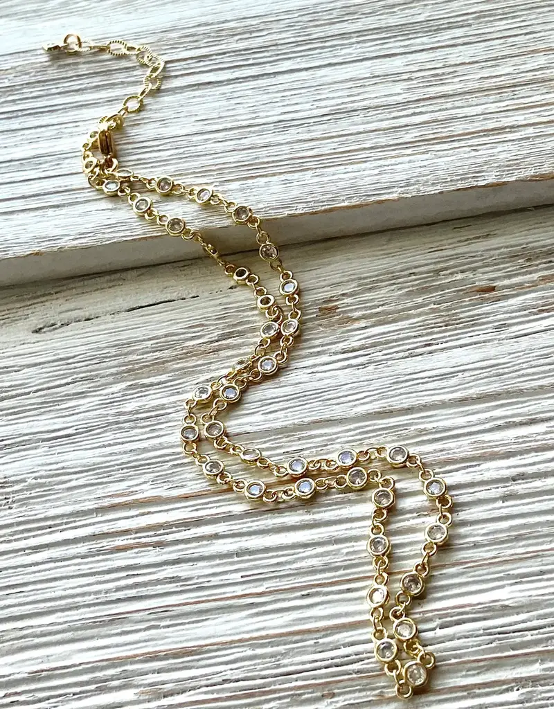 Crystal Clear Gold Layering Necklace - Gold