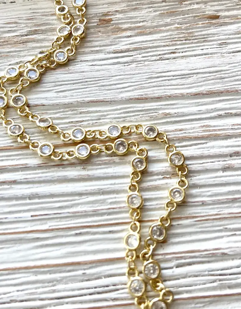 Crystal Clear Gold Layering Necklace - Gold