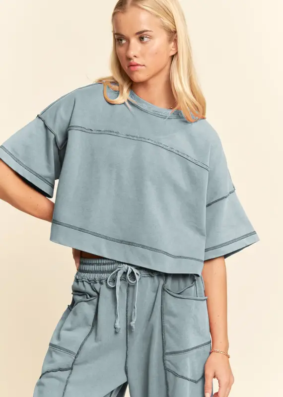Melody Mineral Washed Exposed Barrel Pants Set