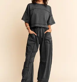 Melody Mineral Washed Exposed Barrel Pants Set