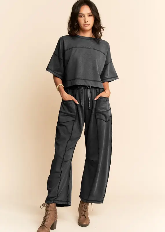Melody Mineral Washed Exposed Barrel Pants Set