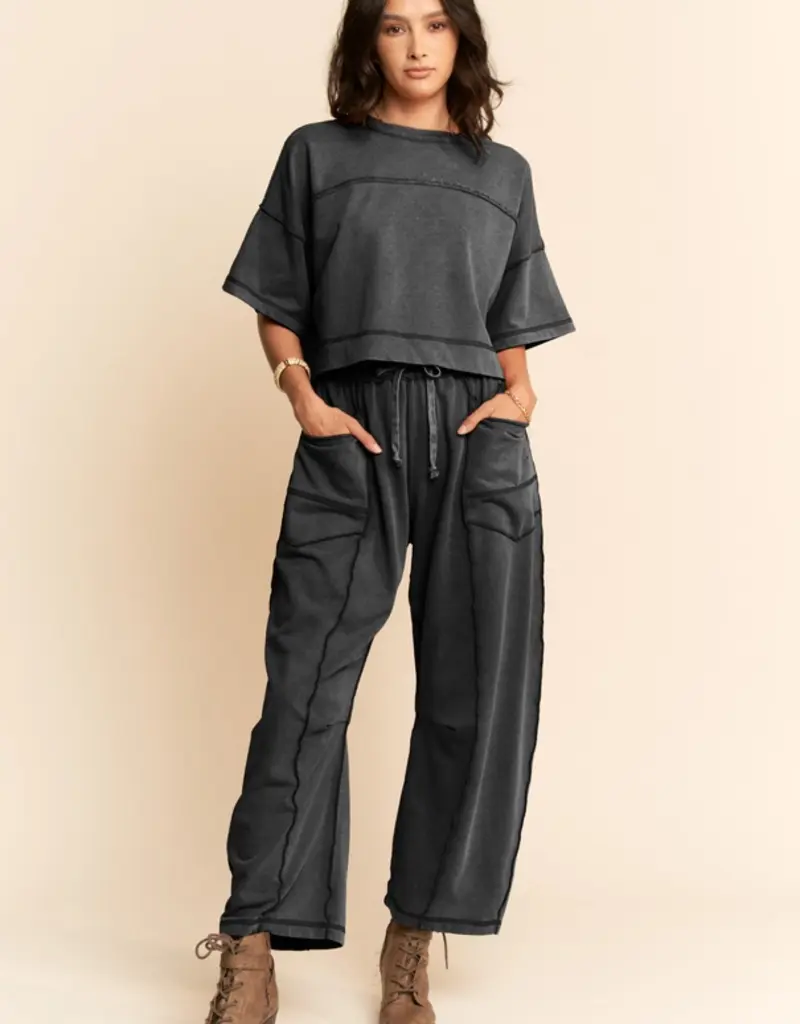 Melody Mineral Washed Exposed Barrel Pants Set
