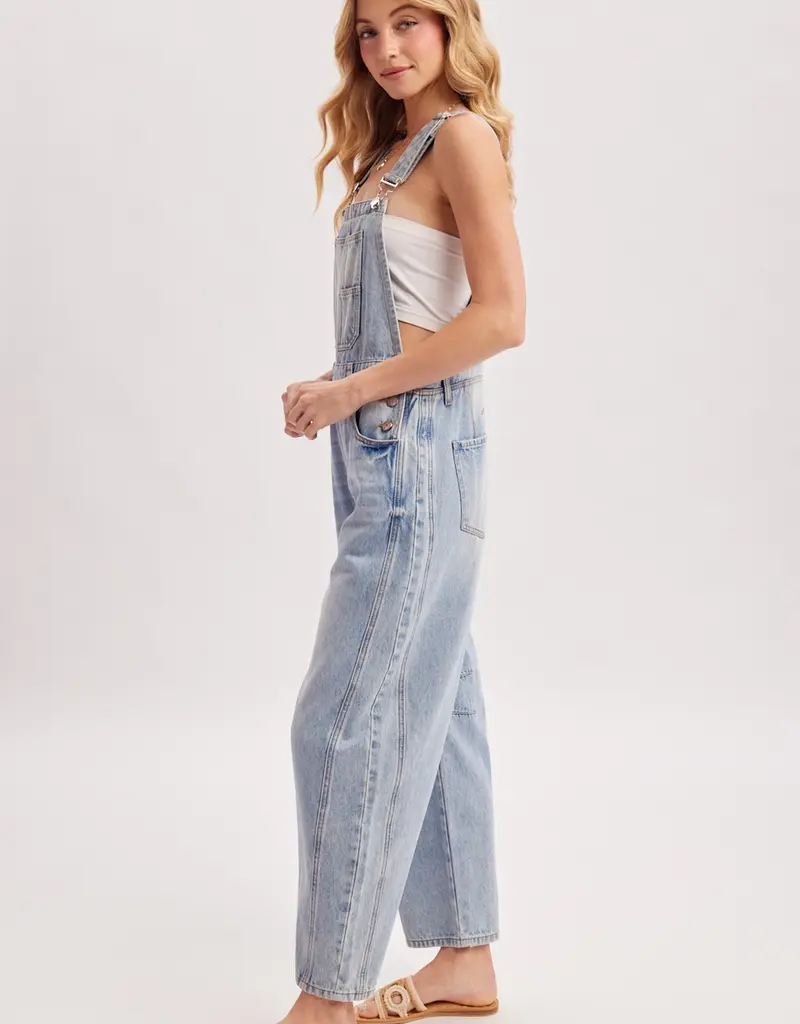 Denim Barrel Overalls