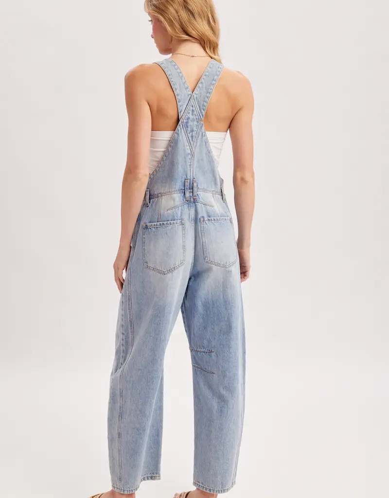 Denim Barrel Overalls