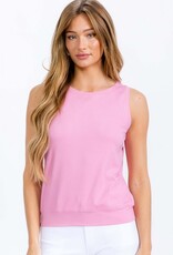 Ribbed Viscose Crew Neck Loose Fit Tank