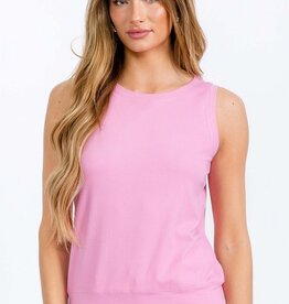 Ribbed Viscose Crew Neck Loose Fit Tank