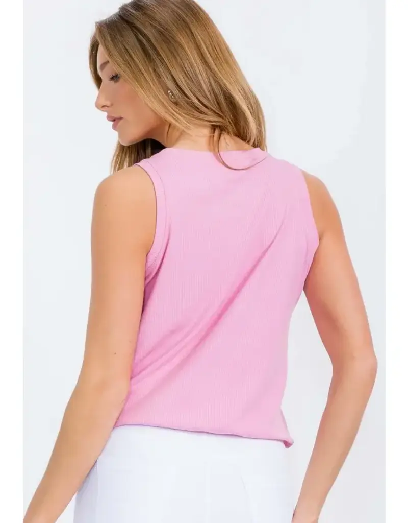 Ribbed Viscose Crew Neck Loose Fit Tank
