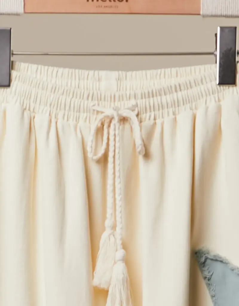 Stevie Sun Moon Star Patch Wide Leg Jean