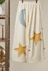 Stevie Sun Moon Star Patch Wide Leg Jean