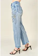 Daisy Studded Patch Wide Leg Jean
