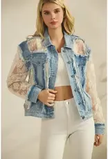 Dahlia Denim Jacket with Floral Organza