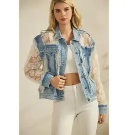 Dahlia Denim Jacket with Floral Organza