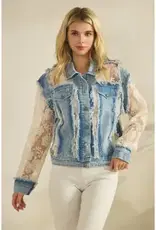 Dahlia Denim Jacket with Floral Organza