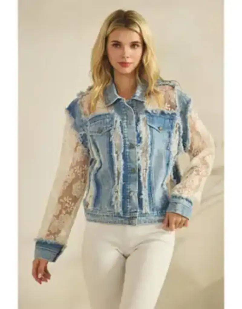 Dahlia Denim Jacket with Floral Organza