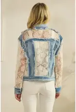 Dahlia Denim Jacket with Floral Organza