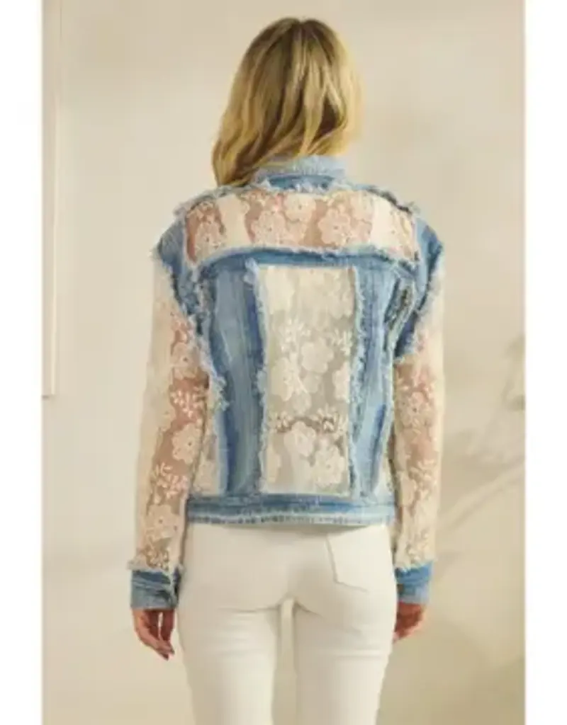 Dahlia Denim Jacket with Floral Organza