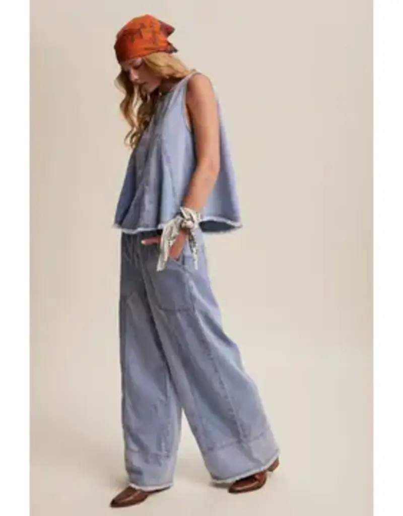 Wren Washed Denim Tank & Wide-Leg Pant Set