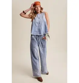 Wren Washed Denim Tank & Wide-Leg Pant Set