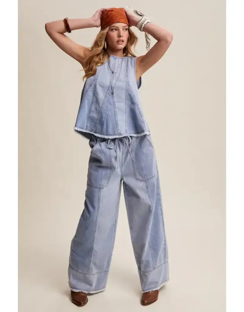 Wren Washed Denim Tank & Wide-Leg Pant Set