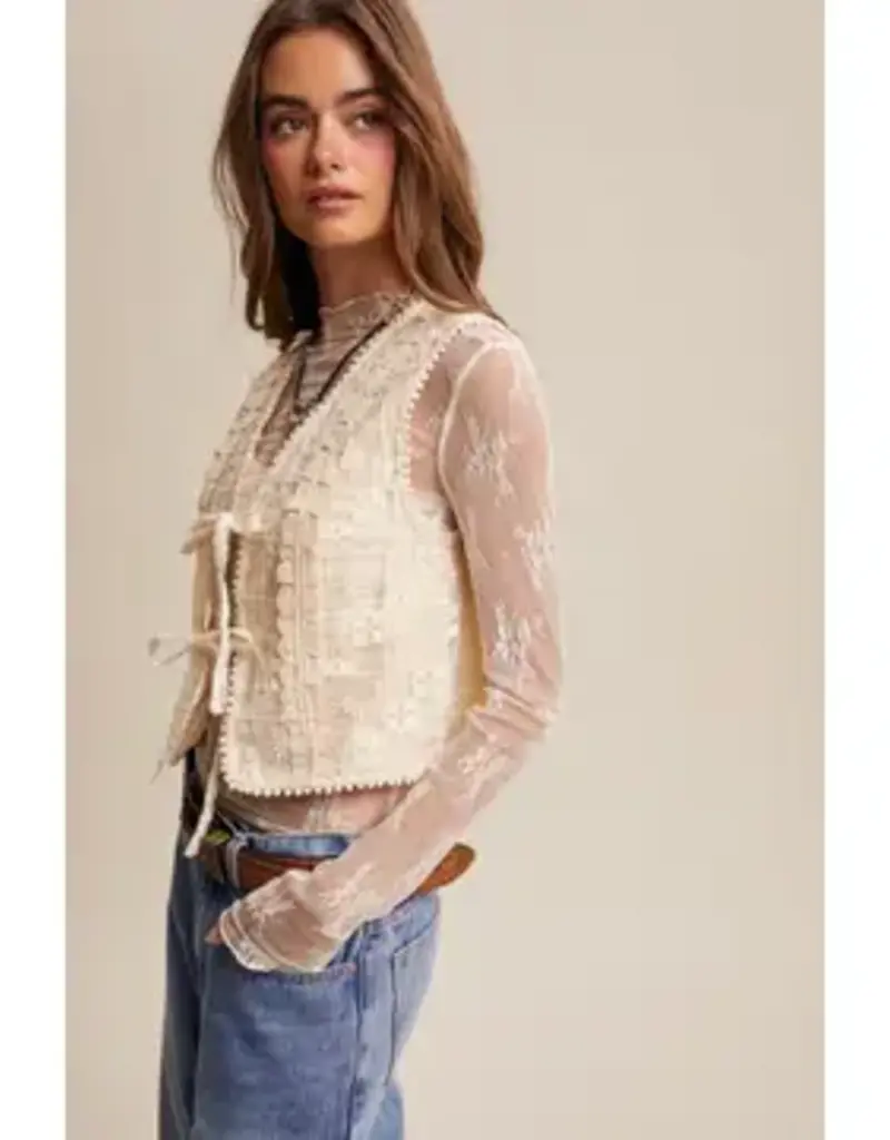 Emerson Embroidered Lace Tie-Front Vest