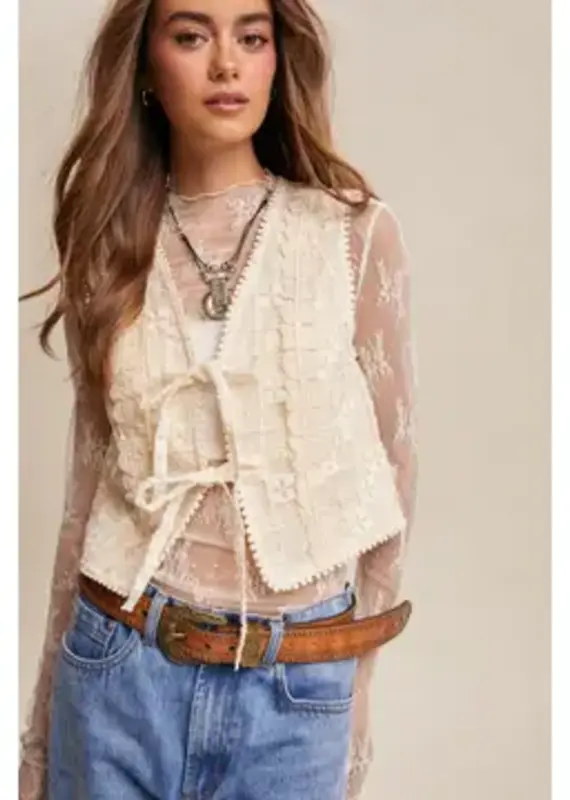 Emerson Embroidered Lace Tie-Front Vest