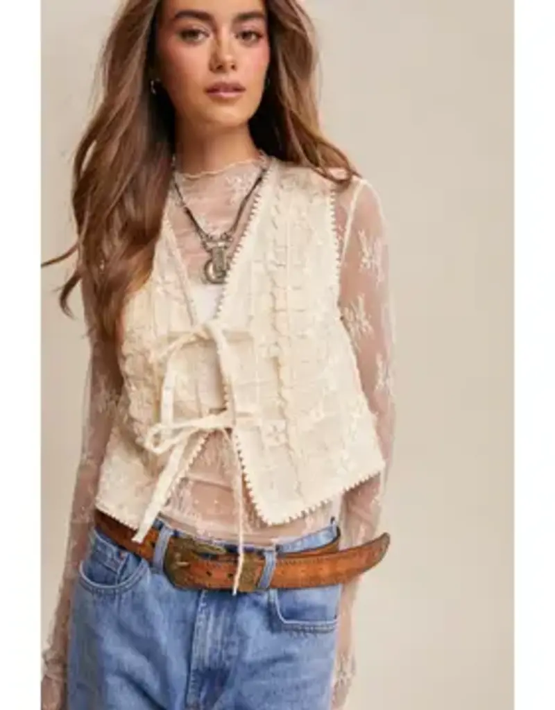 Emerson Embroidered Lace Tie-Front Vest