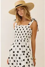 Piper Polka Dot Sleeveless Tired Midi Dress with Smocked Top