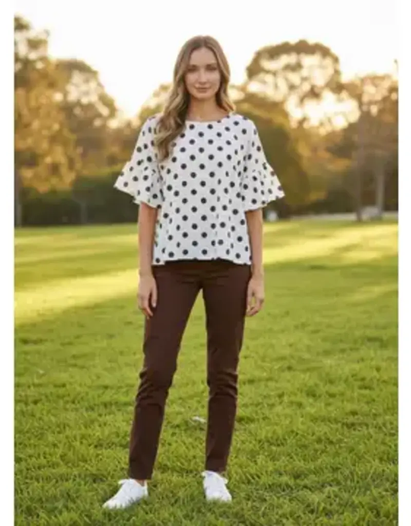 Windy Polka Dot Wild Ruffle Sleeve Flowy Top