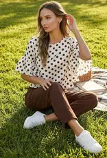 Windy Polka Dot Wild Ruffle Sleeve Flowy Top