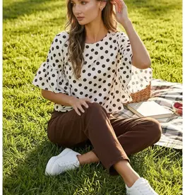 Windy Polka Dot Wild Ruffle Sleeve Flowy Top