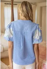Eden Floral Embroidered Stripe Top