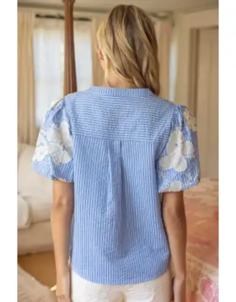 Eden Floral Embroidered Stripe Top