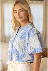 Eden Floral Embroidered Stripe Top