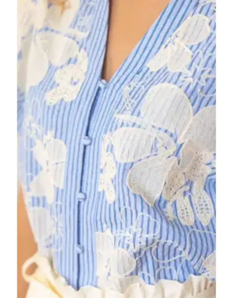 Eden Floral Embroidered Stripe Top