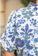 Quinn Quarter Button V-Neck Floral Print Top