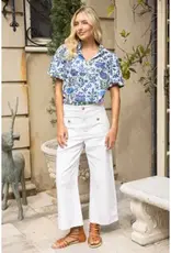 Quinn Quarter Button V-Neck Floral Print Top