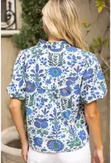 Quinn Quarter Button V-Neck Floral Print Top