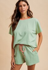 Summer Loose Fit Striped Knit Top & Short Set