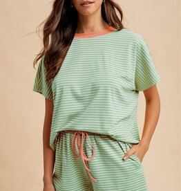 Summer Loose Fit Striped Knit Top & Short Set