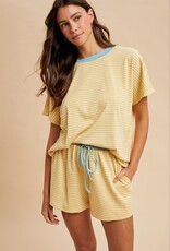 Summer Loose Fit Striped Knit Top & Short Set