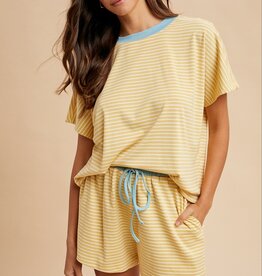 Summer Loose Fit Striped Knit Top & Short Set