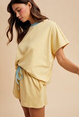 Summer Loose Fit Striped Knit Top & Short Set