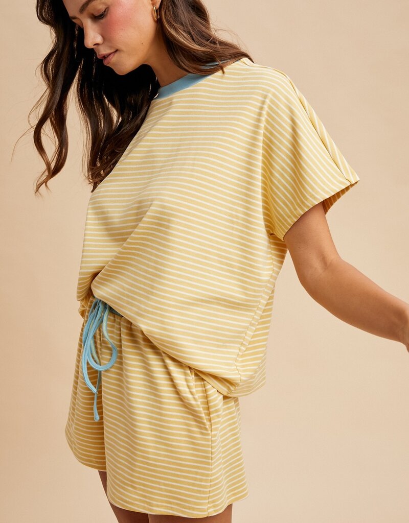 Summer Loose Fit Striped Knit Top & Short Set