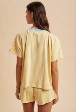 Summer Loose Fit Striped Knit Top & Short Set