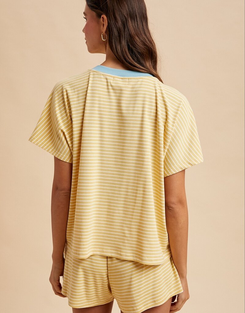 Summer Loose Fit Striped Knit Top & Short Set